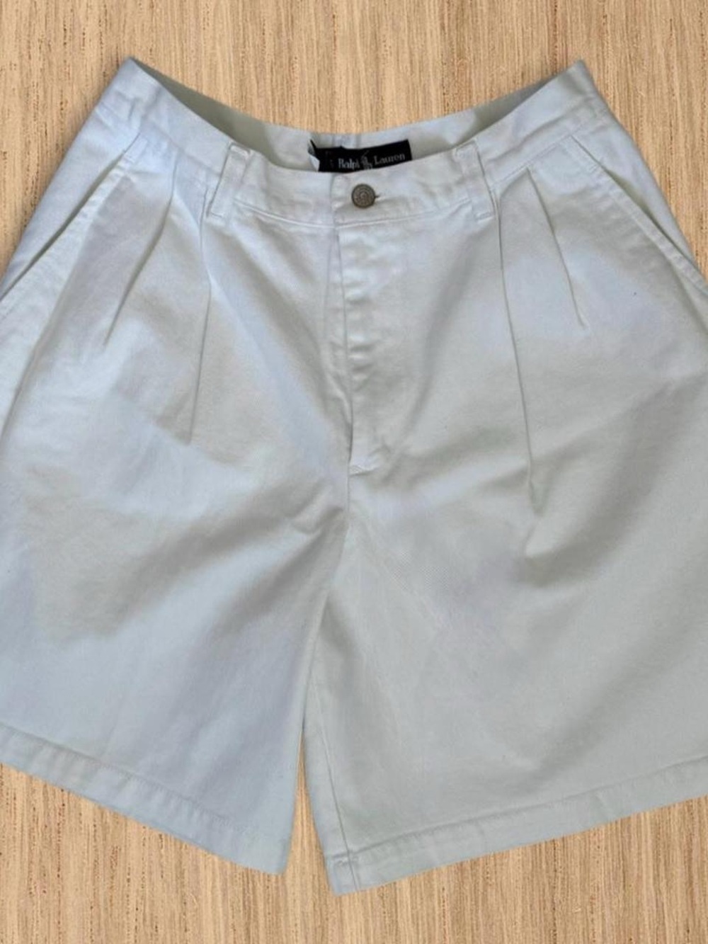 Vintage Polo Ralph Lauren White Pleated Shorts Made in USA Preppy